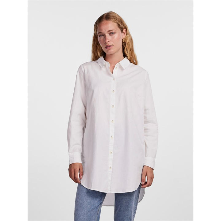 Pieces Women's White Noma Long-Sleeve Plain Shirt in Size 8, Sports Direct