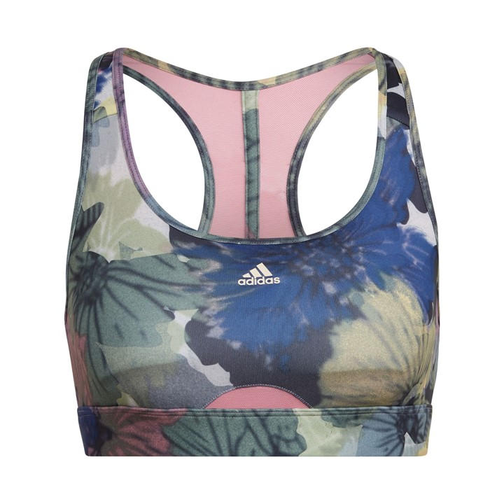Adidas Women's  Powerreact Training Medium-Support Allover Print Bra in Size 28C, Sports Direct