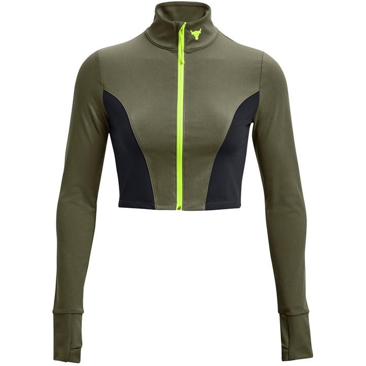Under Armour Women's Green Project Rock Cropped Gym Jacket in Size 16, Sports Direct