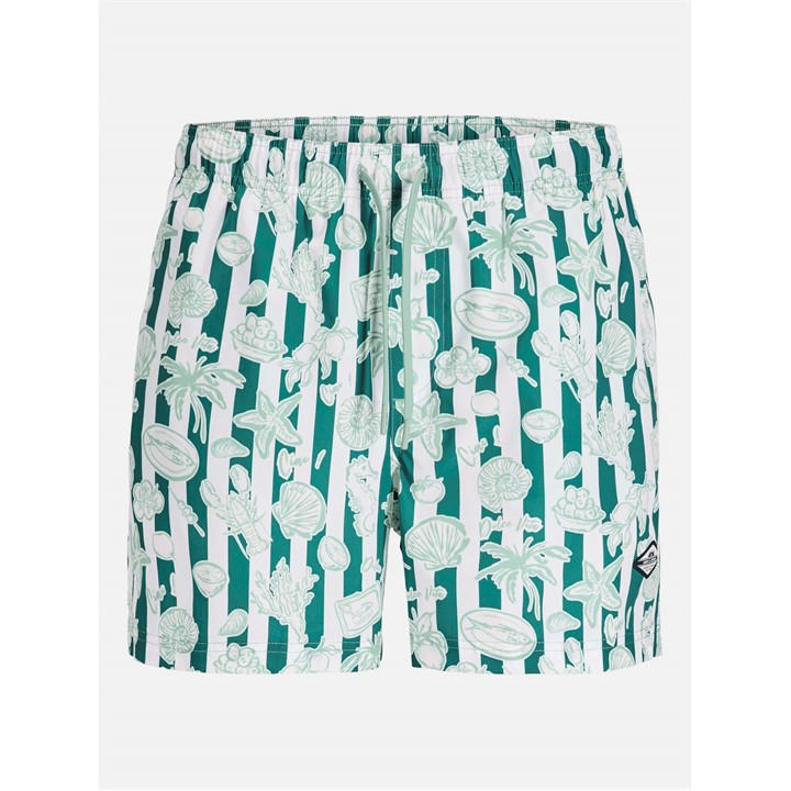 Jack And Jones Men's Green Novelty All-Over Print Swim Shorts in Size L, Sports Direct