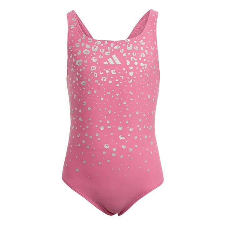 Adidas Girls Pink Glitter V-Back Swimsuit Kids in Size L, Sports Direct