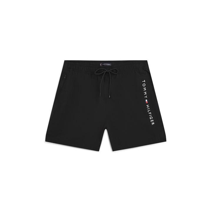 Tommy Hilfiger Men's Black Original Logo Mid Swim Shorts in Size L, Sports Direct