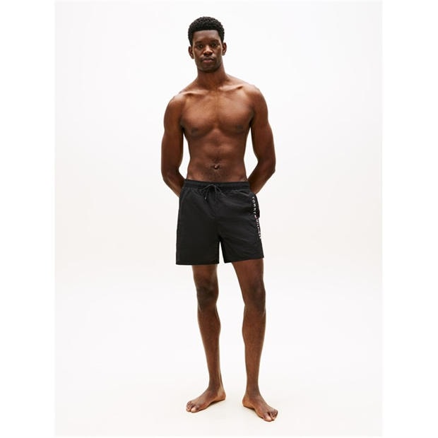 Black - Tommy Hilfiger - Original Logo Mid Swim Shorts