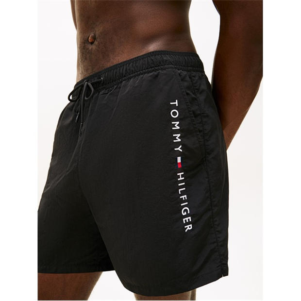 Black - Tommy Hilfiger - Original Logo Mid Swim Shorts