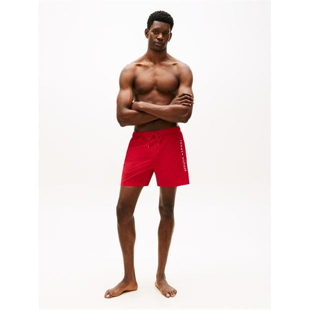 Medium Red - Tommy Hilfiger - Original Logo Mid Swim Shorts