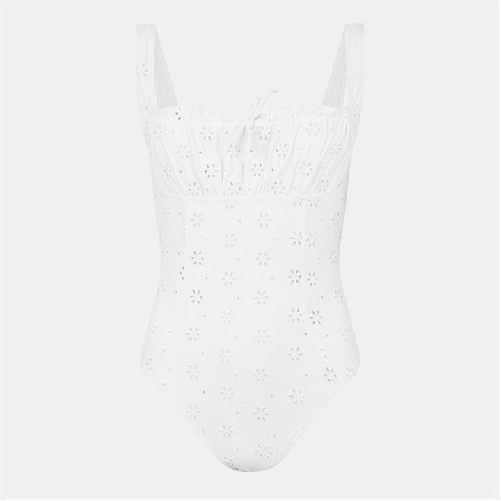 Jack Wills Women's White Broderie Balconette Swimsuit in Size 8, Sports Direct