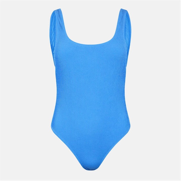 Jack Wills Women's Blue Crinkle Scoop Neck Swimsuit in Size 8, Sports Direct