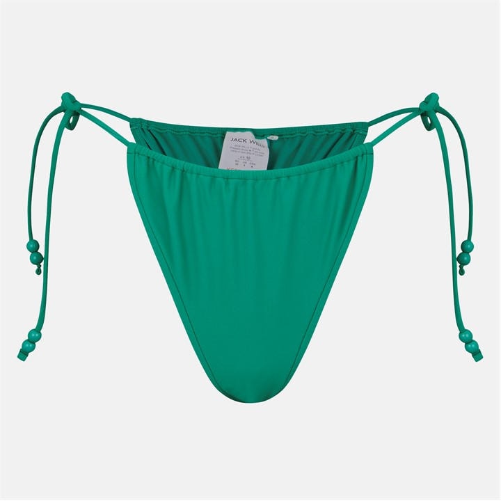Jack Wills Women's Jw Beaded Ruched Tie Side Bikini Bottoms - Emerald - 14 (L) - Image 2