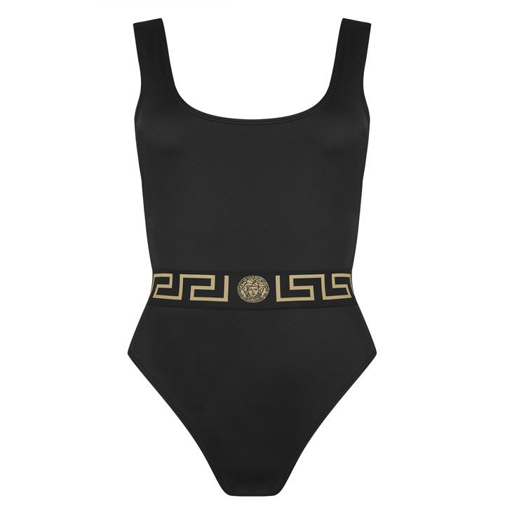 Versace Icon Women's Black Greca Bodysuit in Size 8, Sports Direct