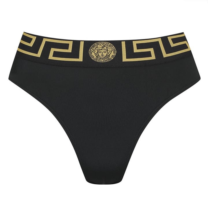 Versace Icon Women's Black Tape High Rise Chlorine Resistant Bikini Bottoms in Size 8, Sports Direct