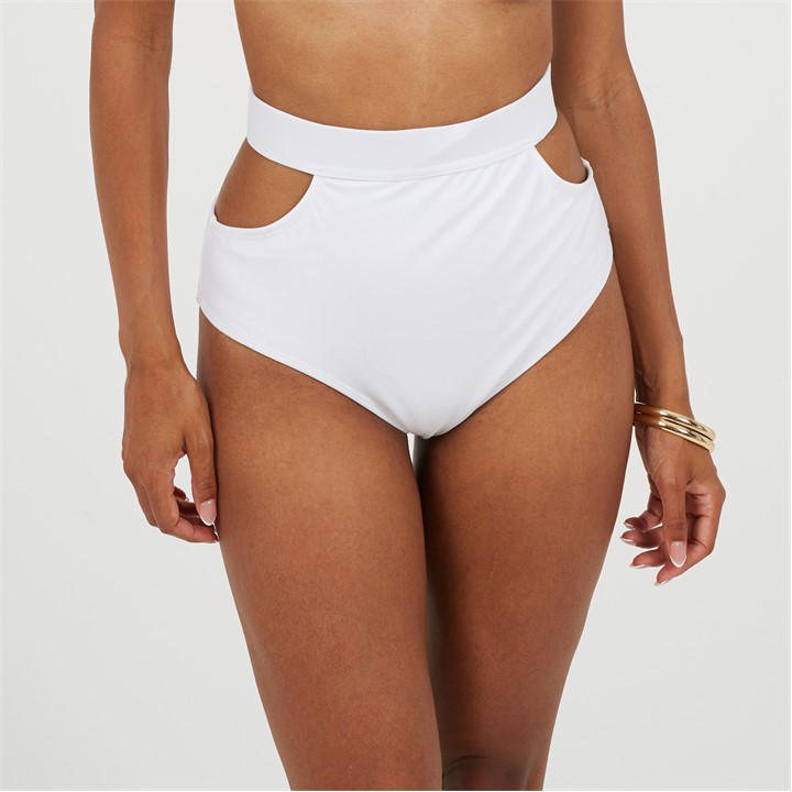 Brave Soul Women's White High Waisted Bikini Bottoms in Size 14, Sports Direct