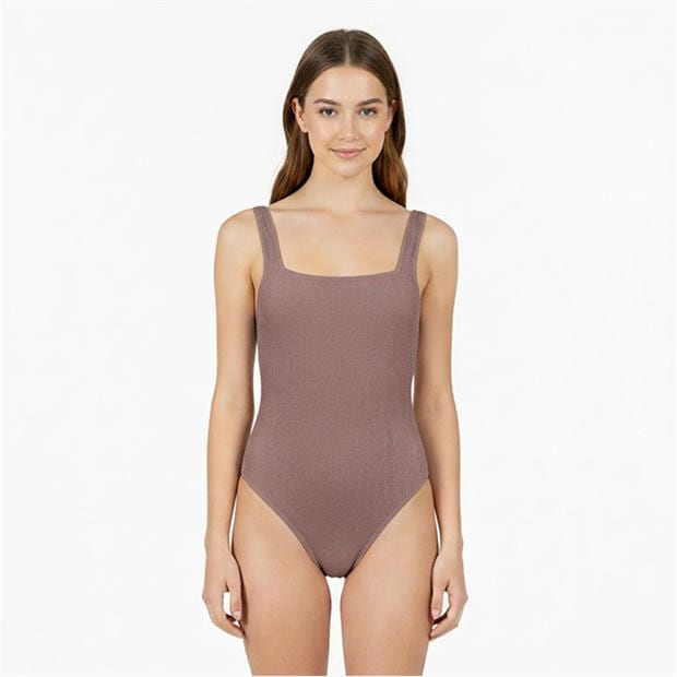 Mocha - Jack Wills - Women's Non Padded Wired Scoop Neck Swimsuit