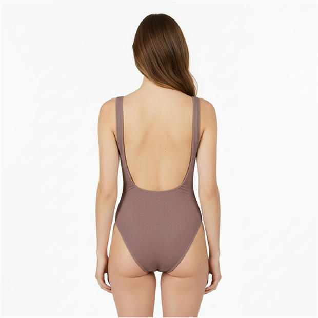 Mocha - Jack Wills - Women's Non Padded Wired Scoop Neck Swimsuit