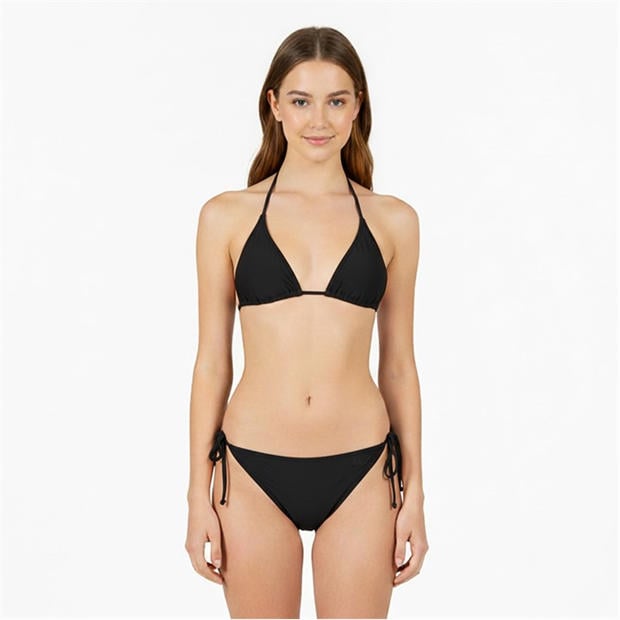 Black - Jack Wills - Women's Embroidered Tie Side Bikini Bottoms