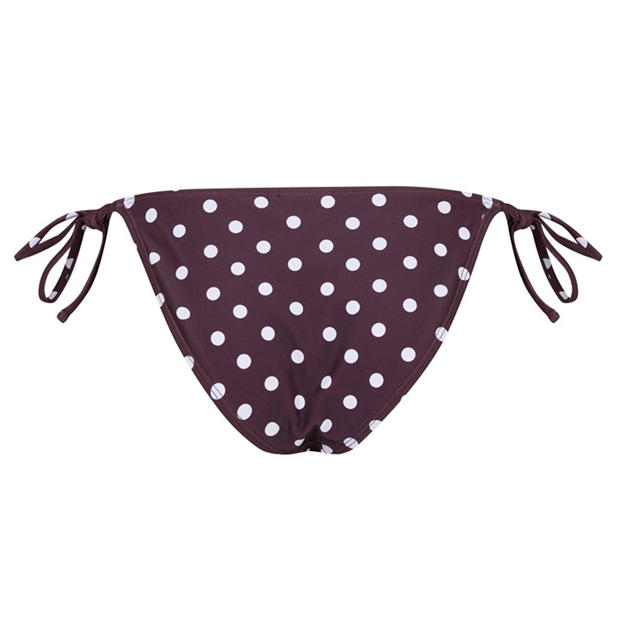 Chocolate - Jack Wills - Women's Embroidered Tie Side Bikini Bottoms