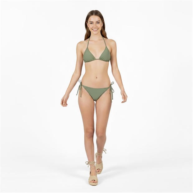 Kharki - Jack Wills - Women's Embroidered Tie Side Bikini Bottoms