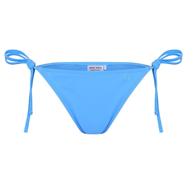 Jack Wills Women's Blue Embroidered Tie Side Bikini Bottoms in Size 8, Sports Direct