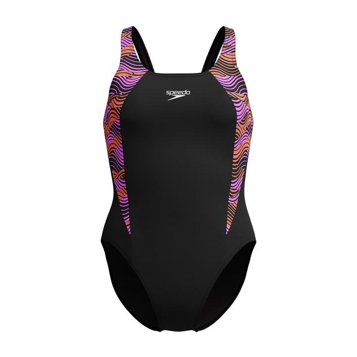 Speedo Women's Black Hb Splice One Piece Swimsuit in Size 16, Sports Direct