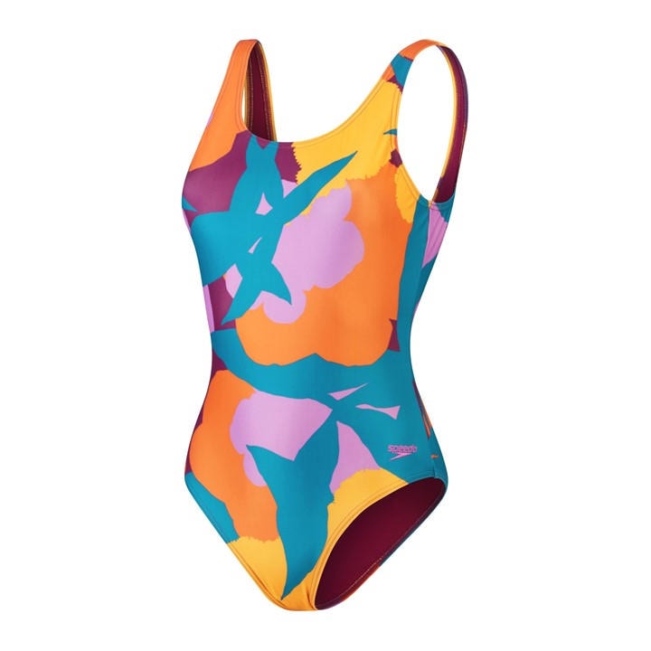 Speedo Women's Green Printed U-Back Swimsuit in Size 8, Sports Direct