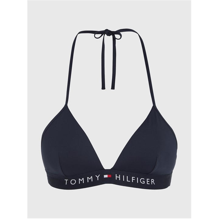 Tommy Hilfiger Women's Blue Fixed Triangle Bikini Top in Size 10, Sports Direct