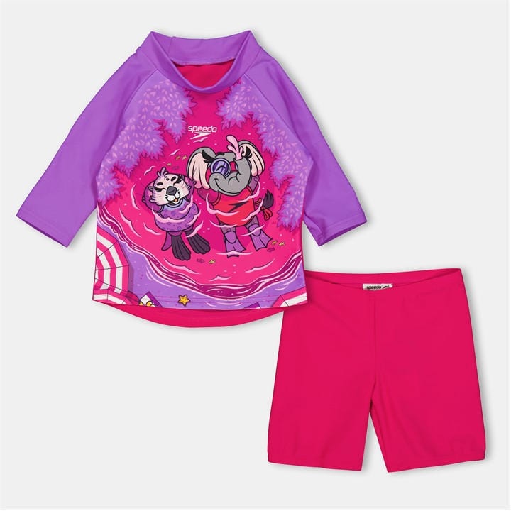 Speedo Girls Pink Kids' Sun Protection Two-Piece Swimsuit in Size 6 - 9 Months, Sports Direct