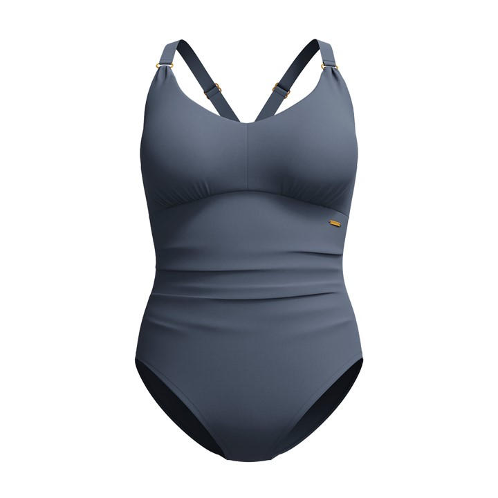 Speedo Women's Grey Shaping V-Neck Cross-Back One-Piece Swimsuit in Size 12, Sports Direct