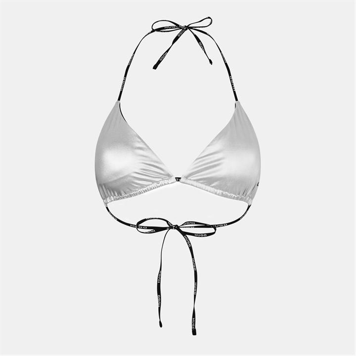 Hugo Women's Silver Logo-Detailed Adjustable Triangle Bikini in Size 12, Sports Direct