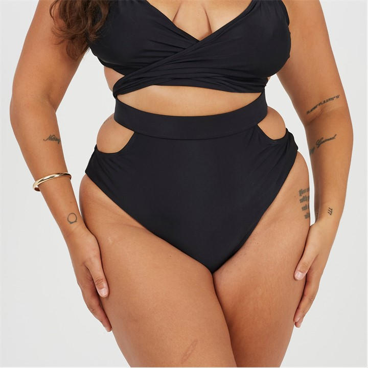 Brave Soul Women's Black Plus Size High Waisted Bikini Bottoms in Size 20, Sports Direct