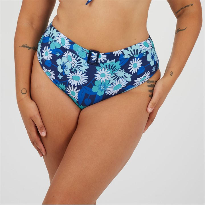 Brave Soul Women's Blue Plus Size High Waisted Bikini Bottoms in Size 18, Sports Direct