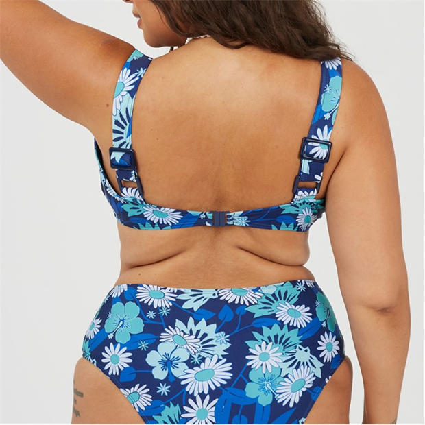 Blue Retro - Brave Soul - Plus Size Bikini Top with Retro Floral Print