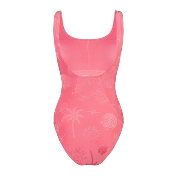 Pink Jacquard - Chelsea Peers - Women's Scoop Neck Swimsuit