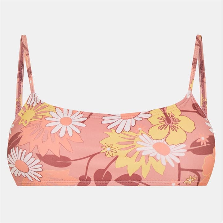 Brave Soul Women's  Retro Floral Square Neck Bikini Top in Size 8, Sports Direct