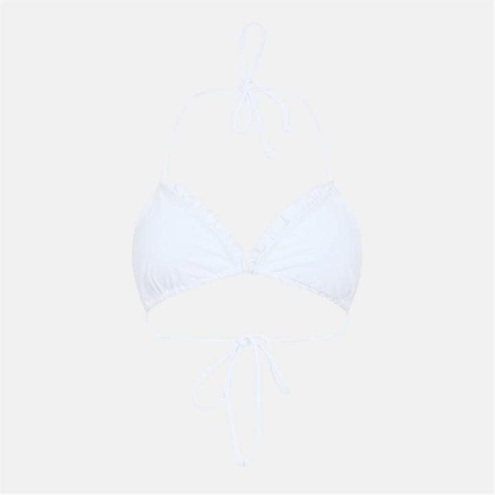 Brave Soul Women's Triangle Bikini Top With Frill - White - 8 (XS) - Image 2