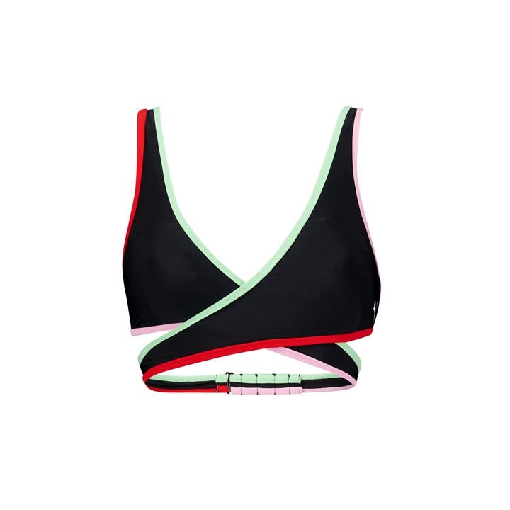 Puma Women's Black Plunge Bikini Top in Size 8, Sports Direct