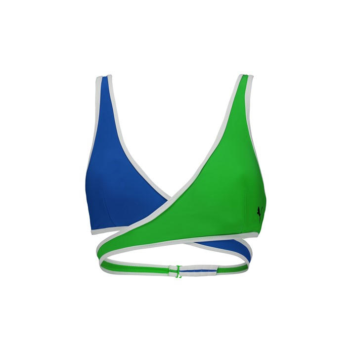 Puma Women's Blue Plunge Bikini Top in Size 8, Sports Direct