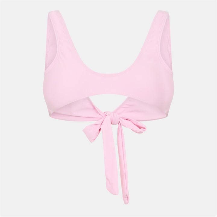 Brave Soul Women's Pink Plunge Bikini Top With Wrap Around Ties in Size 8, Sports Direct