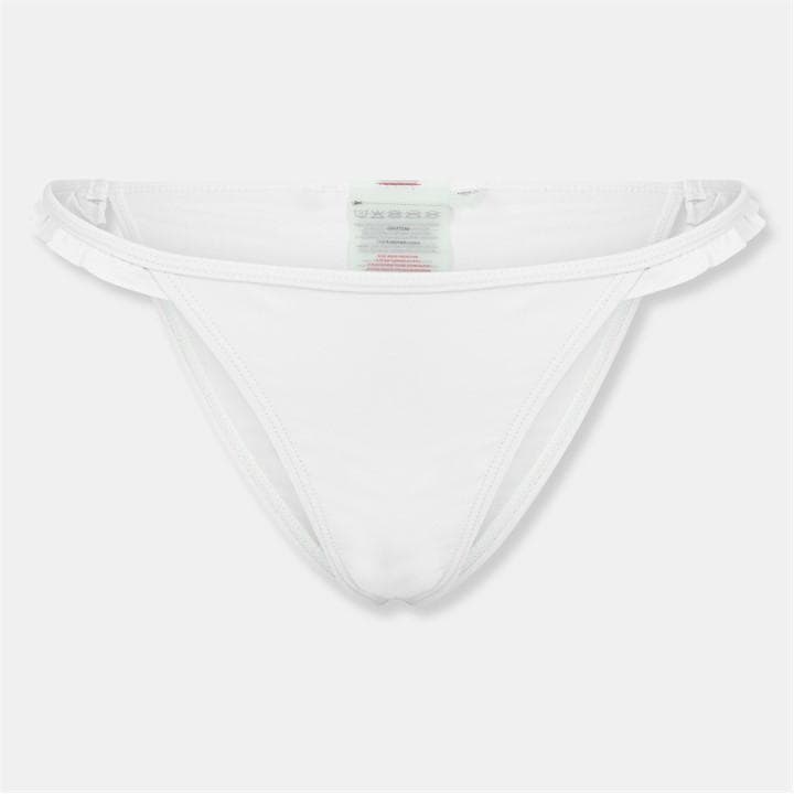 Brave Soul Women's White Low Rise Bikini Bottoms With Frill Trim in Size 14, Sports Direct