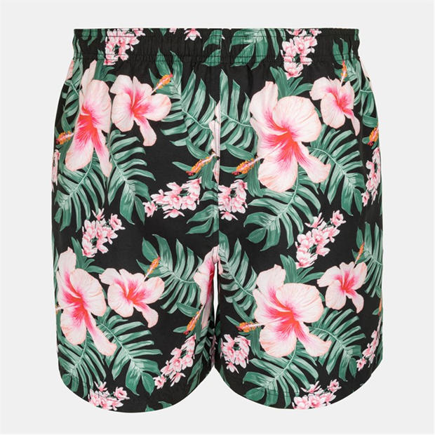 Blk/Pink Hib - Hot Tuna - Men's Above The Knee 2 Pockets Swim Shorts