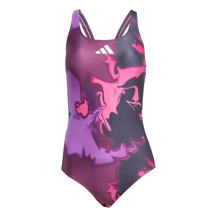 Adidas Women's  Tie-Dyed Graphic V-Back Swimsuit in Size M, Sports Direct