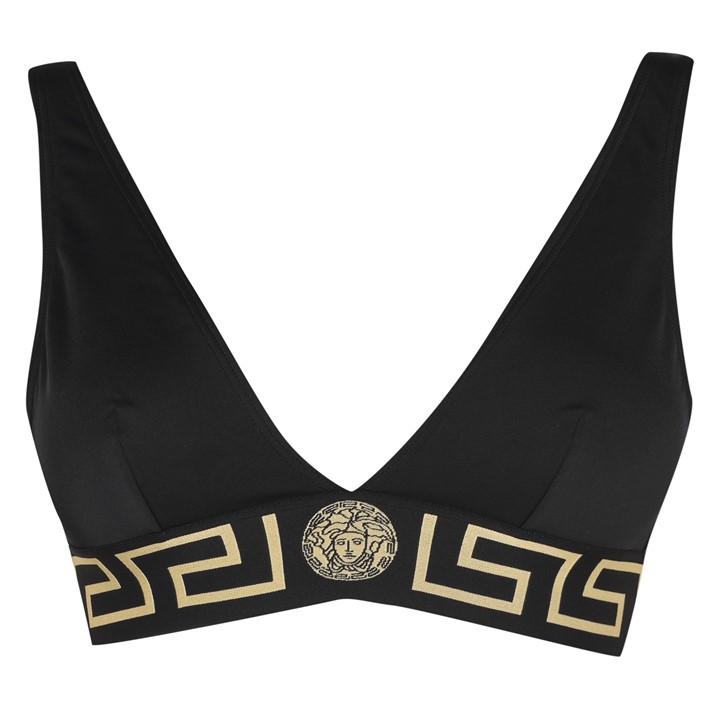 Versace Icon Women's Black Triangle Bikini Top in Size 8, Sports Direct