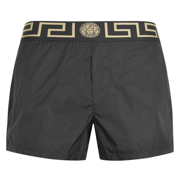 Versace Icon Men's Black Greca Waistband Swim Shorts in Size 2XL, Sports Direct
