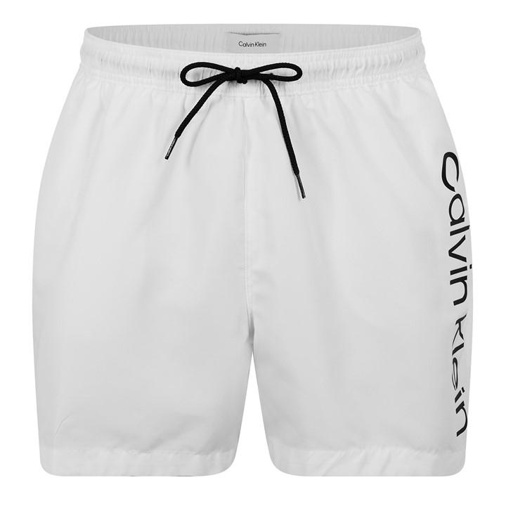 Calvin Klein Men's White Large Logo Swim Shorts in Size XL, Sports Direct