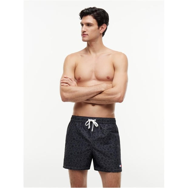 Black AOP - Tommy Hilfiger - TJ Medium Drawstring Swim Shorts