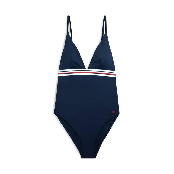 Tommy Hilfiger Women's Blue One Piece Swimsuit in Size 16, Sports Direct