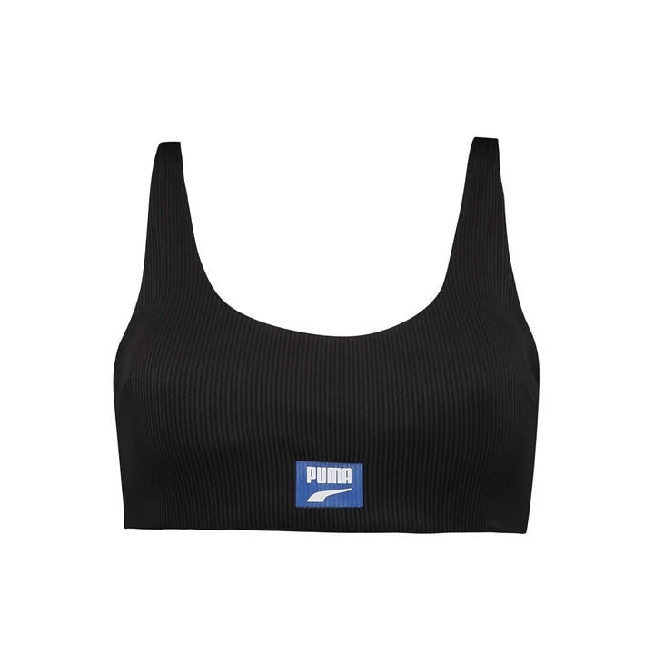 Puma Women's Black Ribbed Scoop Neck Swimsuit in Size 8, Sports Direct