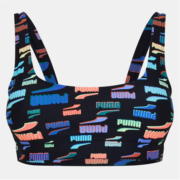 Puma Women's Printed Scoop Neck Swimsuit - Black Combo - 8 (XS) - Image 2