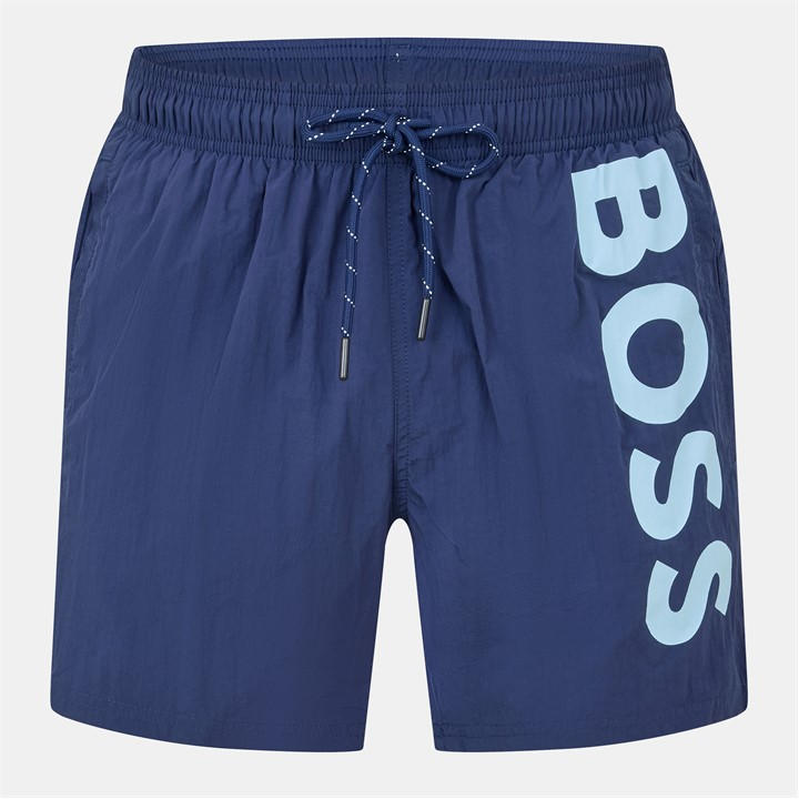 Boss Men' Blue Octopus Swim Shorts With Bold Branding in Size S, Sports Direct
