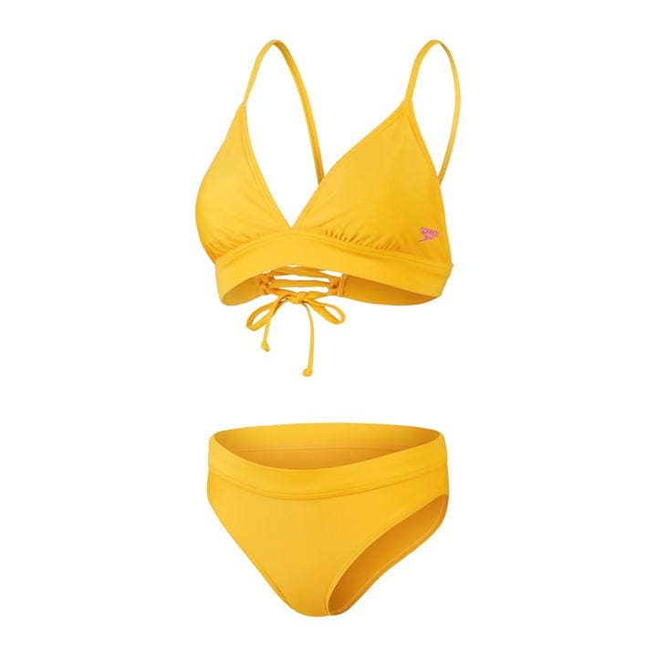 Speedo Women's Yellow Banded Tri Fold Two Piece Swimsuit in Size 8, Sports Direct