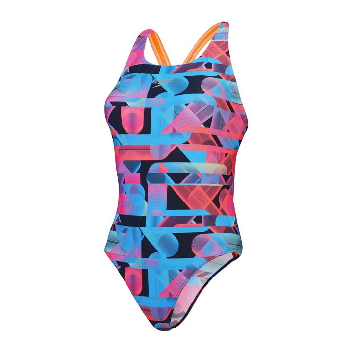 Speedo Women's Red Allover Digital Powerback One Piece Swimsuit in Size 6, Sports Direct