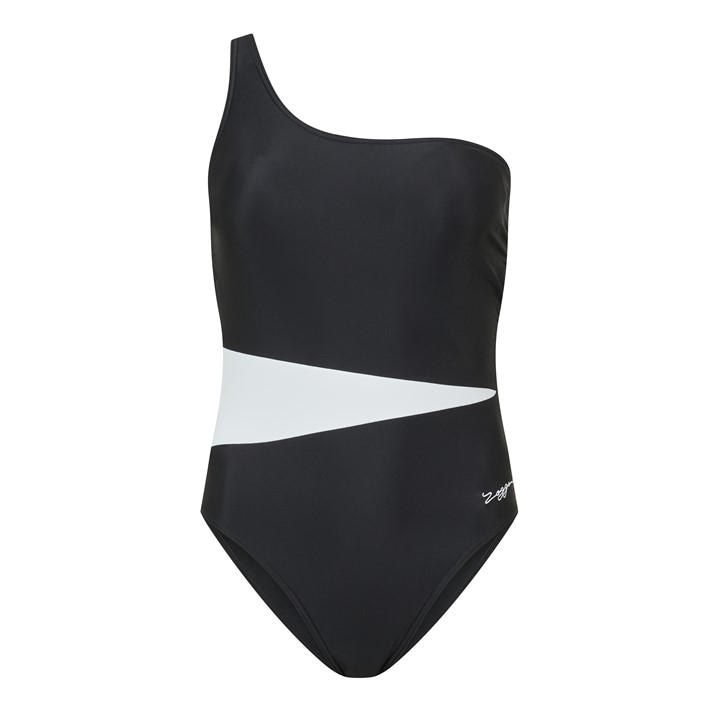 Zoggs Women's Black Lattice One Shoulder in Size 12, Sports Direct